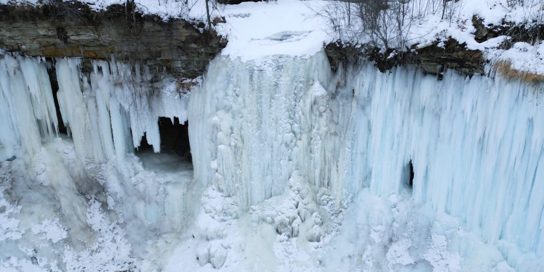 Frozen Minnehaha Falls Waterfall